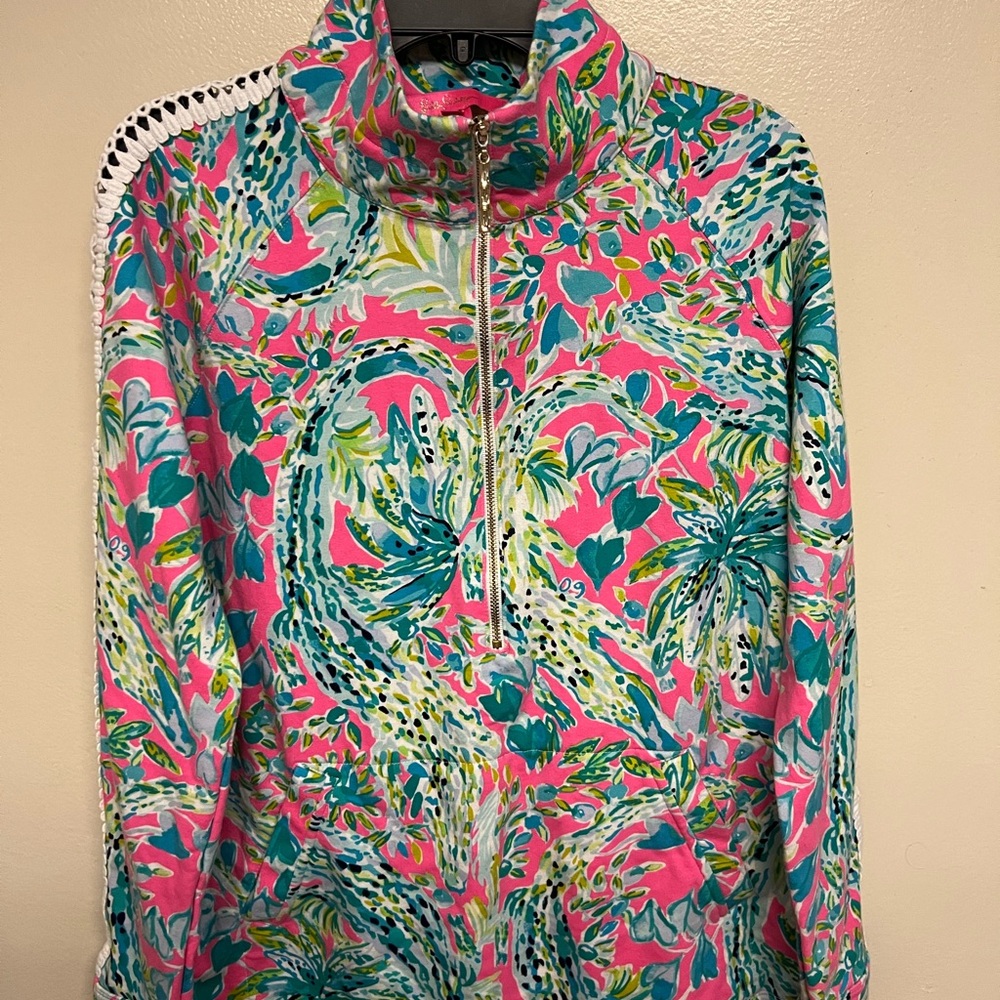 Lilly Pulitzer Pink and Blue Floral Pullover